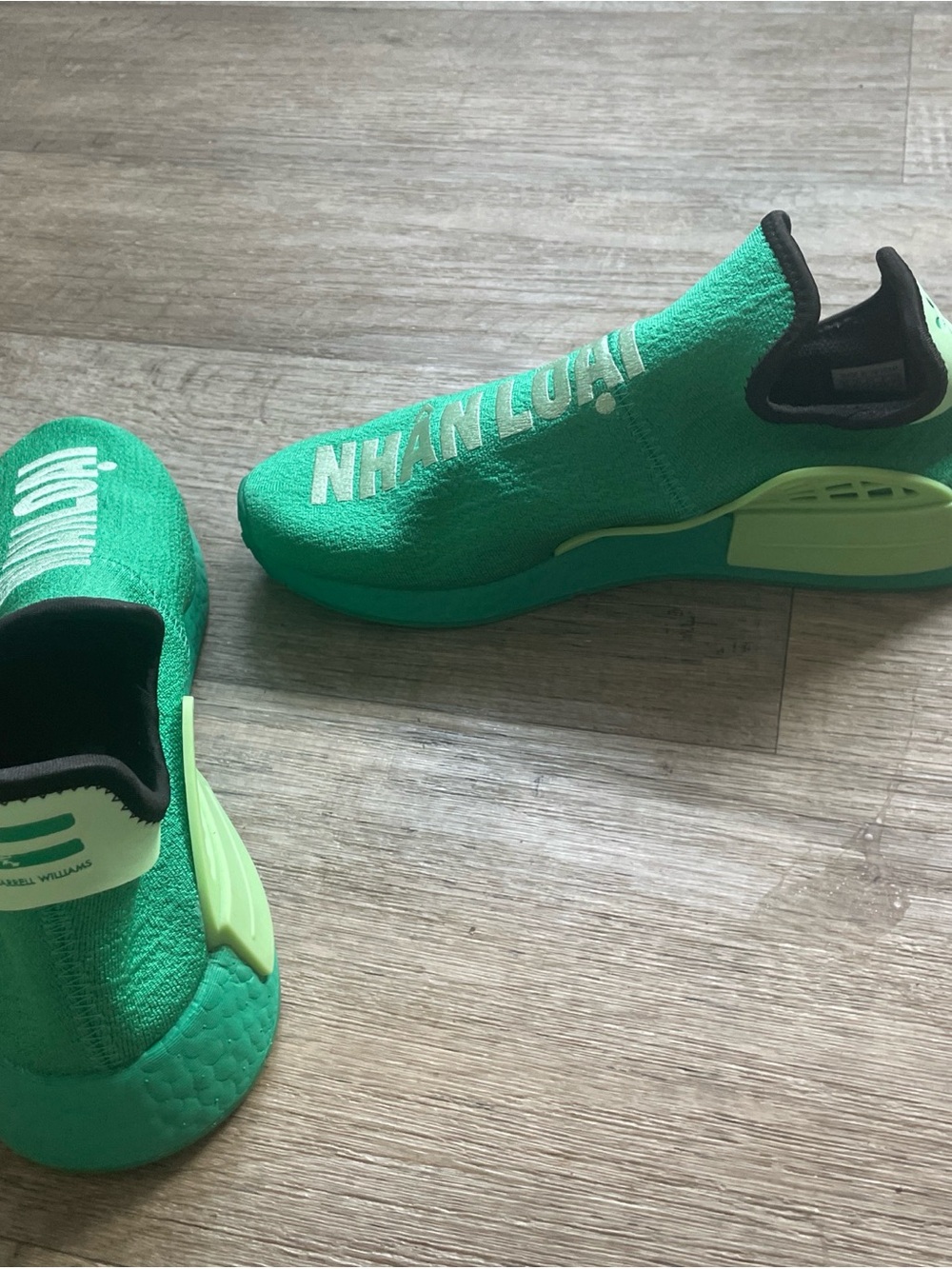 Adidas NMD Hu Human Race Pharrell Shoes Mens Womens Green Complexland Sneakers - Picture 8 of 15